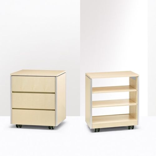 Caisson de bureau en aluminium - VOX® - Nienkamper - à 3 tiroirs / avec porte battante / mobile