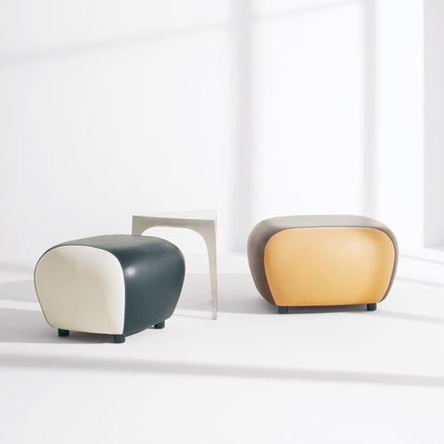 Pouf contemporain - BLOTTOMAN™  - Nienkamper - en tissu / en cuir / en bois massif