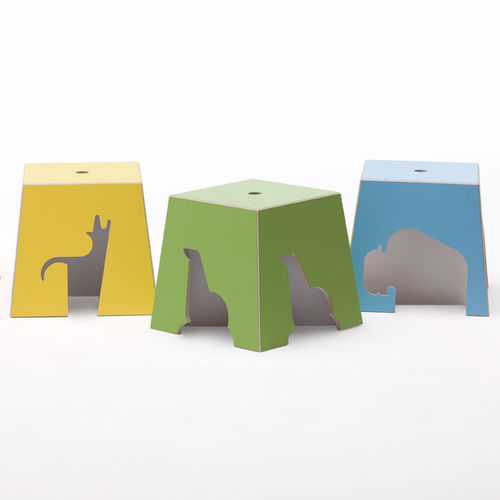 Tabouret contemporain - ZOO - Nienkamper - en contreplaqué / en stratifié / avec piètement en bois