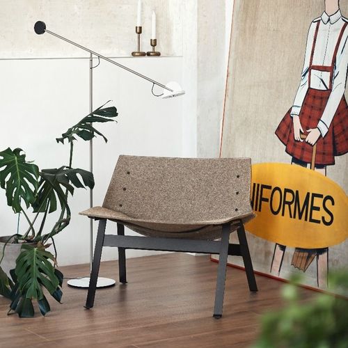 Chauffeuse contemporaine - PANEL - CAPDELL - en tissu / en cuir / grise