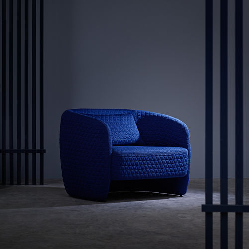 Fauteuil contemporain - PLUM - CAPDELL - en tissu / gris / bleu