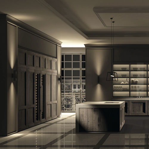 Cuisine contemporaine - STEP NOGAL VELHO - MUEBLES DOCA - en noyer / en pierre / avec îlot