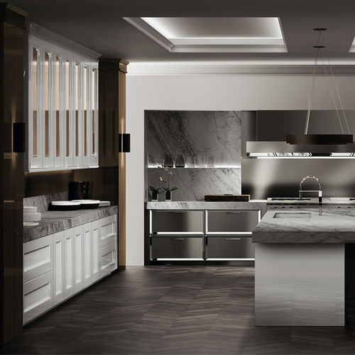 Cuisine classique - TIMELESS BLANCO BRILLO / ELEGANCE  - MUEBLES DOCA - en placage de bois / en chêne / en verre