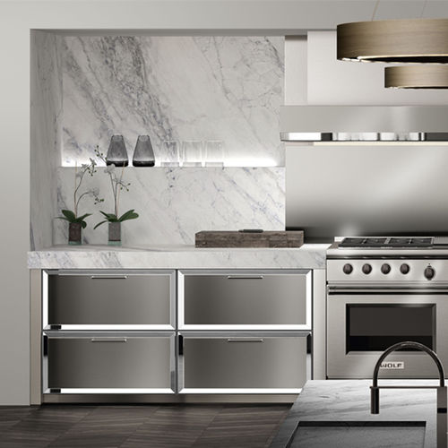 Cuisine contemporaine - ELEGANCE - MUEBLES DOCA - en acier / en aluminium / avec îlot