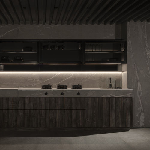 Cuisine contemporaine - NORDIK CEIBA FORO GRIS FUME  - MUEBLES DOCA - en verre / en pierre / sans poignée