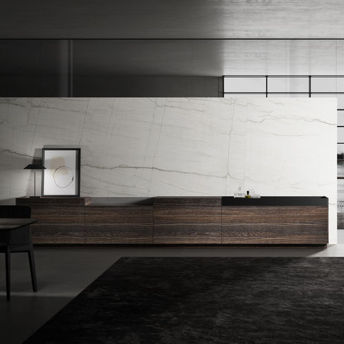 Meuble TV contemporain - TIZNAR STAMP - BAIKAL NERO - MUEBLES DOCA - lowboard / sur mesure / avec tiroirs