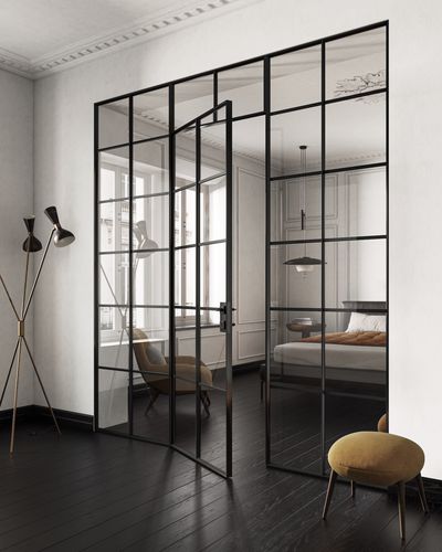 Porte d'intérieur - G-LIKE CROSS - GIDEA - en verre / en aluminium / battante