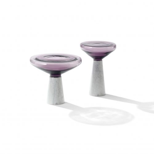Table d'appoint contemporaine - BLOW - DRAENERT - en verre soufflé / avec piètement en marbre / avec piètement en pierre naturelle