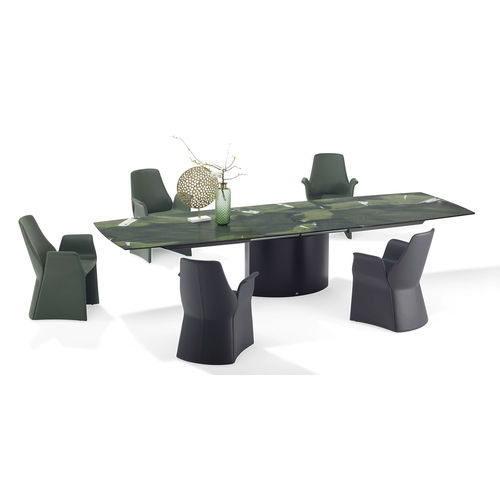 Table à manger contemporaine - ADLER MAGNUM - DRAENERT - en pierre naturelle / avec piètement en acier inoxydable / rectangulaire