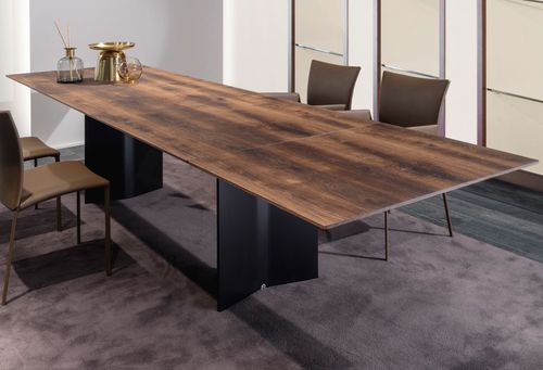 Table à manger contemporaine - ATLAS MAGNUM - DRAENERT - en bois / en pierre naturelle / avec piètement en métal