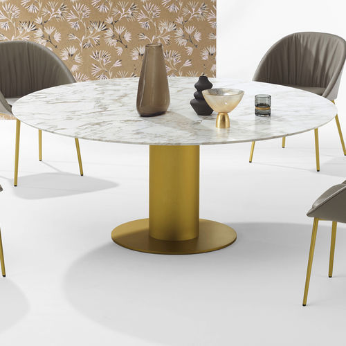 Table à manger contemporaine - NELLY - DRAENERT - en bois / en pierre naturelle / avec piètement en acier