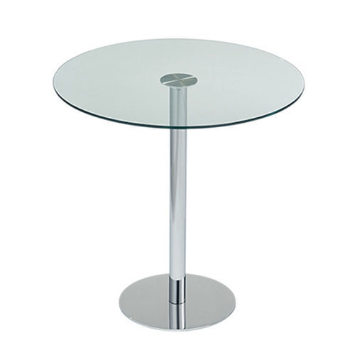 Table à manger contemporaine - LARGO - DRAENERT - en verre / avec piètement en acier chromé / ronde