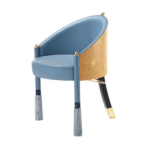 Fauteuil design original - F3 - DRAENERT - en tissu / en bois / bleu