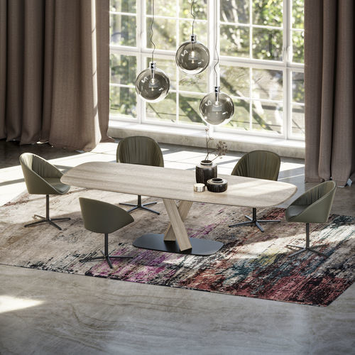 Table à manger contemporaine - STAN - DRAENERT - en chêne / avec piètement en bois massif / avec piètement en acier
