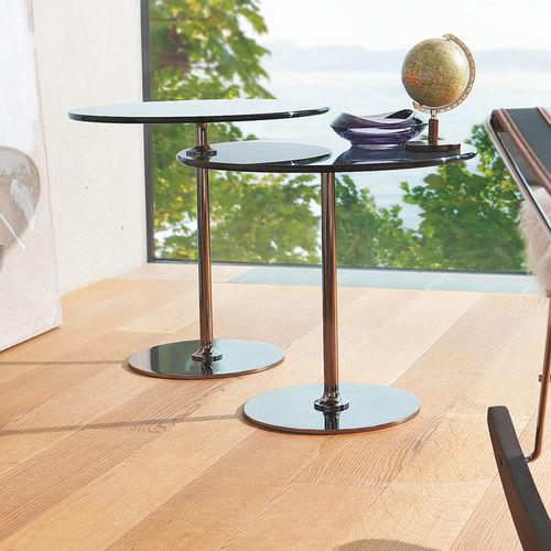 Table d'appoint contemporaine - LARGO - DRAENERT - en verre / avec piètement en acier chromé / ronde