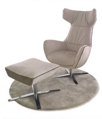 Fauteuil contemporain - CHARME - GRASSOLER - en cuir / en tissu / avec repose-pieds