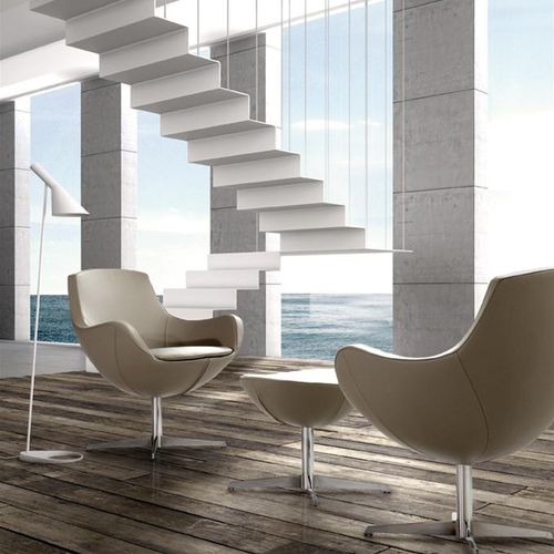Fauteuil contemporain - ROSETTA - GRASSOLER - en cuir / en métal / avec repose-pieds