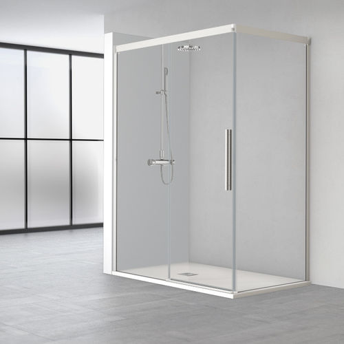 Paroi de douche coulissante - WI-216 - PROFILTEK - d'angle / en verre trempé / sur mesure