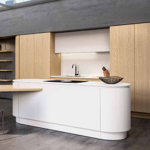 Cuisine contemporaine - B50 - BERLONI - en bois / en stratifié / avec îlot