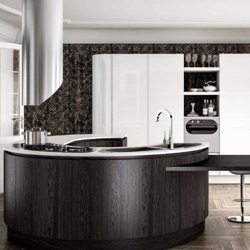 Cuisine contemporaine - B50 - BERLONI - en bois / avec îlot / ronde