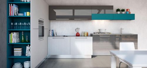 Cuisine contemporaine - PLAN - BERLONI - en placage de bois / avec poignée / laquée