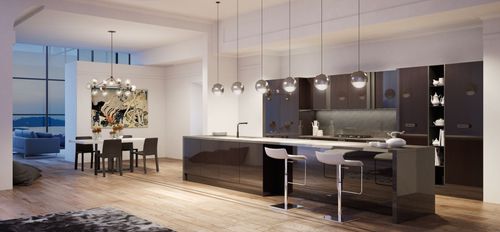 Cuisine contemporaine - SOHO - BERLONI - en inox / en placage de bois / avec îlot