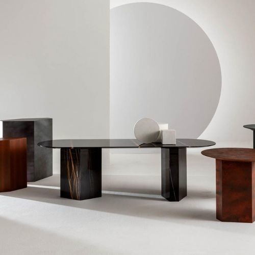 Table basse contemporaine - Imperfetto  - LAURAMERONI - en bois / en marbre / avec piètement en bois