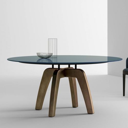 Table contemporaine - Feel  - LAURAMERONI - en bois laqué / en marbre / avec piètement en bois massif