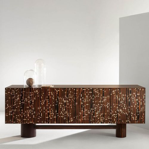 Buffet contemporain - Unlimited  - LAURAMERONI - en placage de bois / avec étagère / à portes battantes