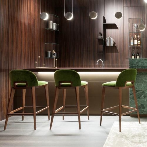 Chaise de bar contemporaine - MARGARET - LAURAMERONI - d'intérieur / en tissu / en cuir