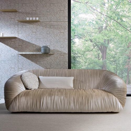 Canapé contemporain - DRAPE - LAURAMERONI - en velours / en cuir / avec accoudoirs