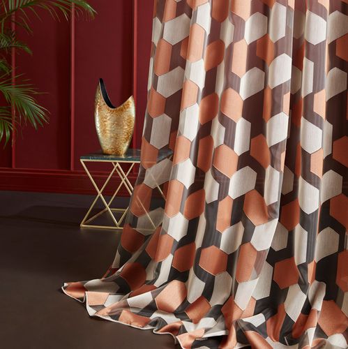 Tissu pour rideaux - ANAHI  - Fischbacher 1819 - à motif géométrique / en polyester / en Trevira CS®
