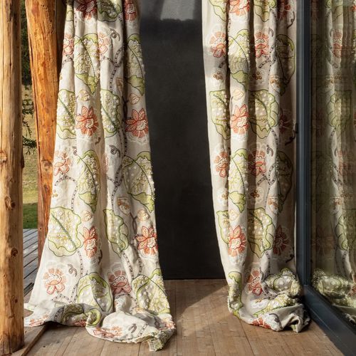 Tissu pour rideaux - HANDMADE - Fischbacher 1819 - à fleurs / en lin / en PES