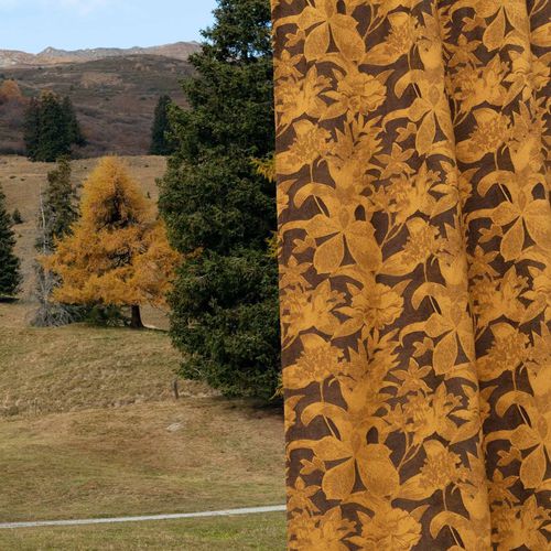Tissu pour rideaux - FLURIN - Fischbacher 1819 - à motif floral / en lin / en laine
