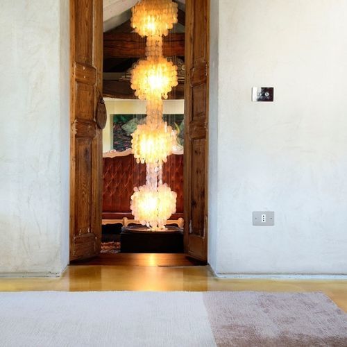 Tapis vintage - BANDA - Fischbacher 1819 - uni / en polyester / en coton