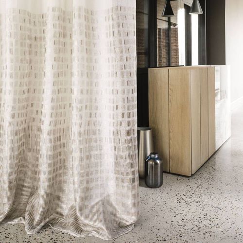 Voilage à motif géométrique - KAW - CASAMANCE - en lin / lavable / imprimé