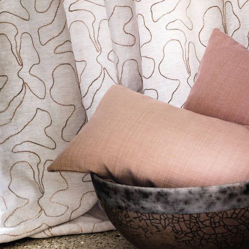 Tissu pour rideaux - SILLON - CASAMANCE - motif irisé / en lin / brodé