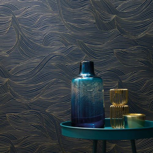 Papier peint contemporain - ALULA - CASAMANCE - en textile non-tissé / motif à vagues / aspect tissu