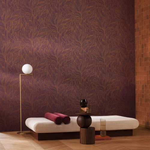 Papier peint contemporain - HOSTA  - CASAMANCE - à motif nature / aspect tissu / gris