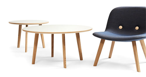 Table basse contemporaine - EYES : EJ 3 T - Erik Jørgensen - en chêne / en linoléum / ronde