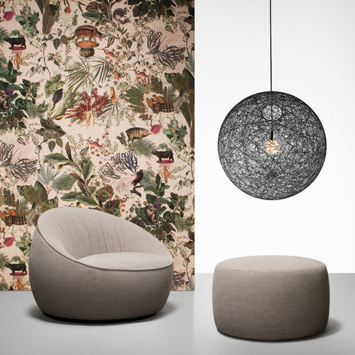 Pouf contemporain - Pooof - moooi - en tissu / rond / tapissé