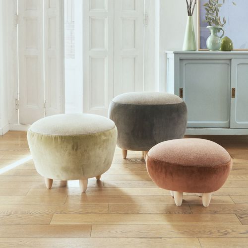 Pouf contemporain - PEBBLES - GANCEDO - en velours / en lin / en acrylique