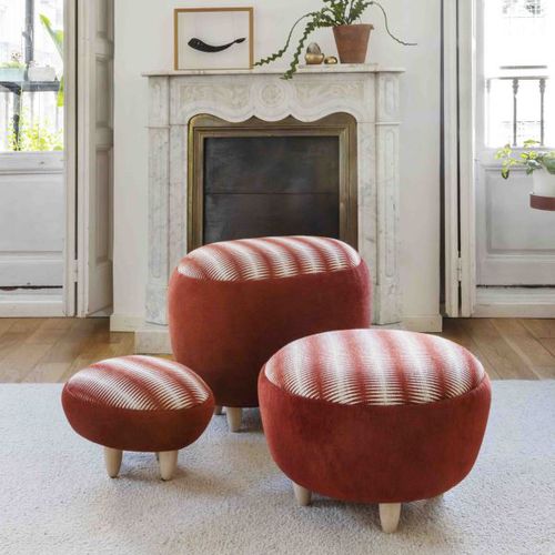 Pouf contemporain - PEBBLES KIMONO - GANCEDO - en velours / en lin / en acrylique
