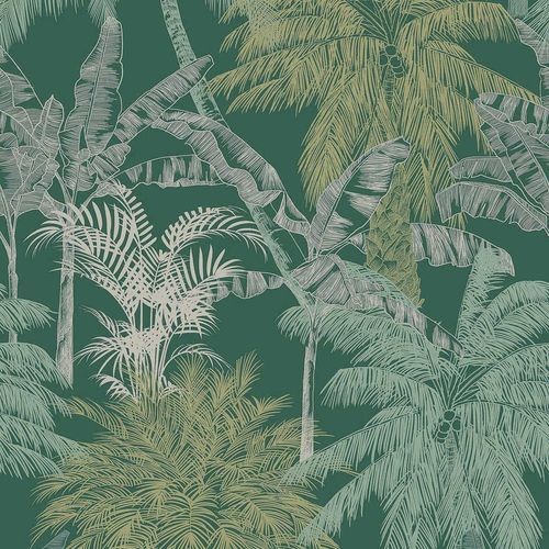 Papier peint contemporain - PALMS ESMERALDA - Coordonné - en vinyle / à motif nature / aspect papier peint