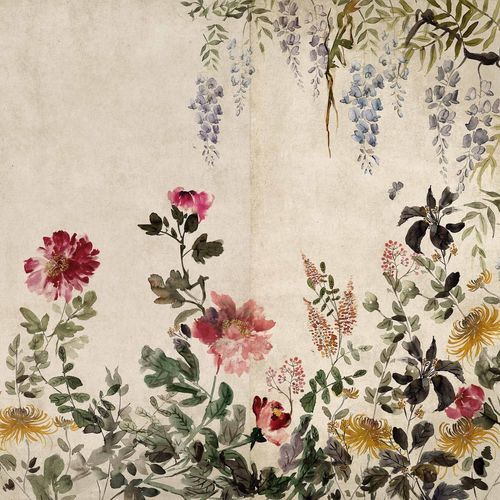 Papier peint contemporain - Spring Festival Papyrus - Coordonné - en soie / à motif floral / aspect tissu