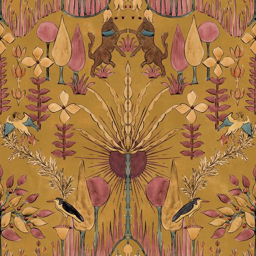 Papier peint contemporain - Oasis Villa Curry - Coordonné - en tissu / à motif / aspect tissu