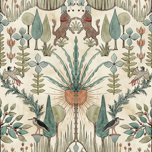 Papier peint contemporain - Oasis Villa Emerald - Coordonné - en tissu / à motif floral / aspect tissu