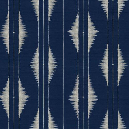 Papier peint contemporain - Azilal Embroidery Ultramarine - Coordonné - en bambou / à motif / aspect carrelage
