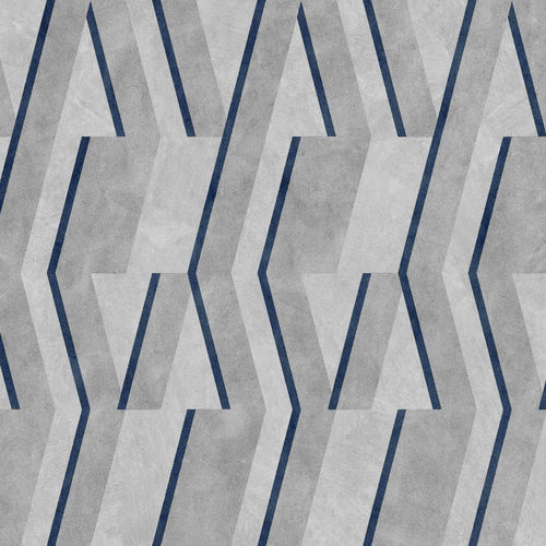 Papier peint contemporain - Parallels Navy - Coordonné - en tissu / à motif / bleu