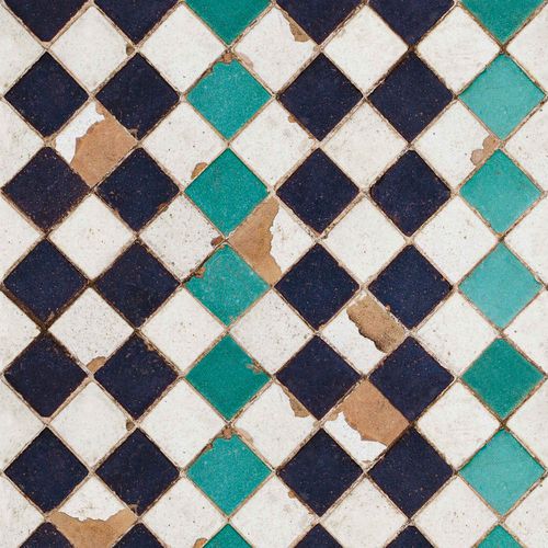 Papier peint contemporain - TOURQUOISE CHESS - Coordonné - en tissu / à motif géométrique / aspect mosaïque